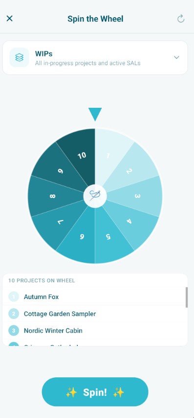 Project Wheel with active WIPs